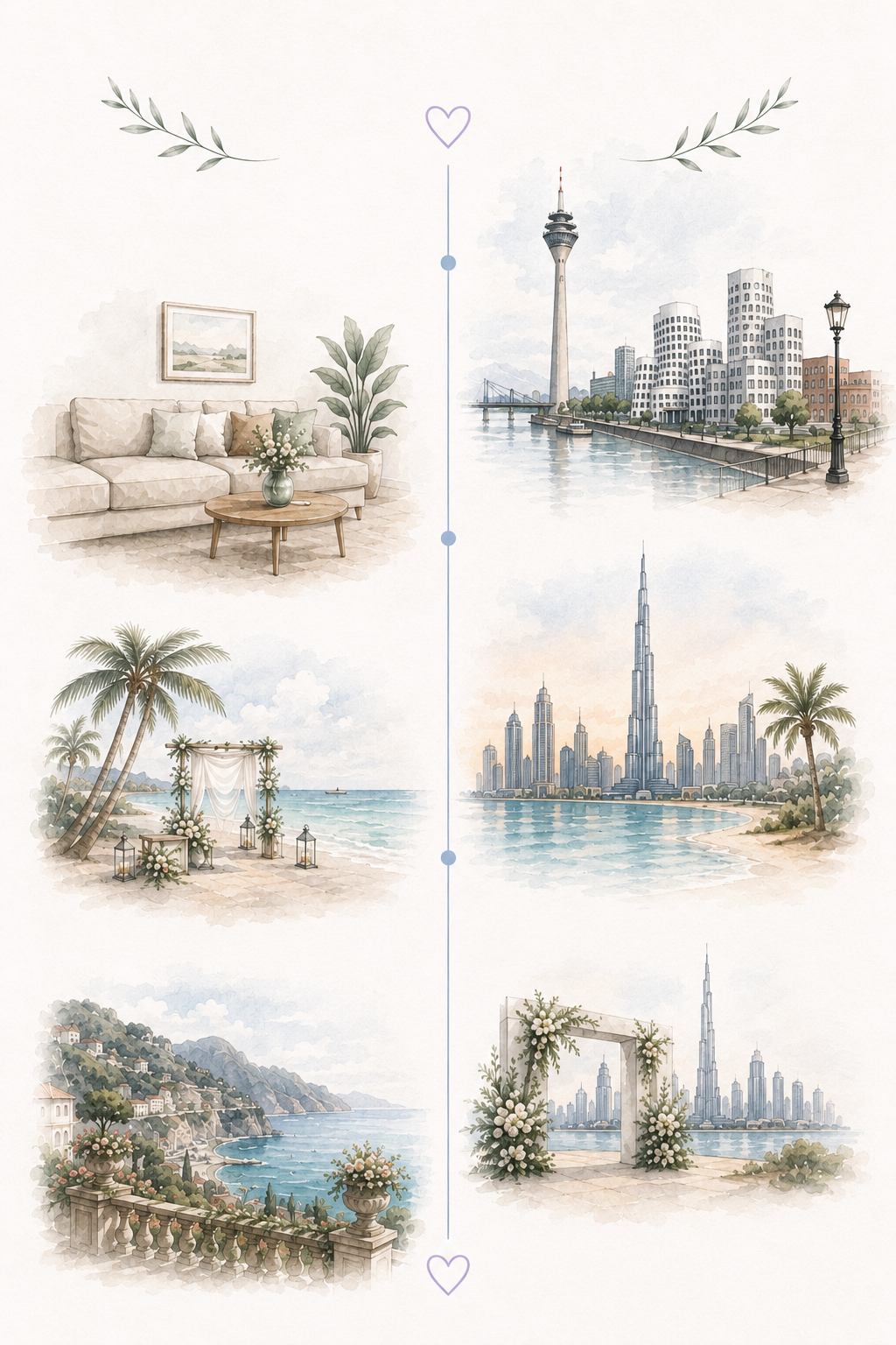 Our story — watercolour illustrations